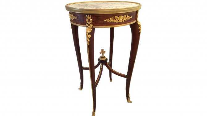 Louis XV Style Kingwood Alabastro Ciliegino Topped Table Ambulante by Francois Linke