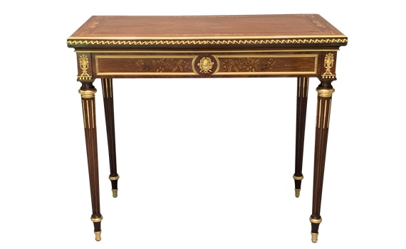 Antique Marquetry Inlaid Card Table Francois Linke