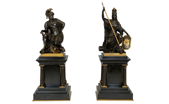 Antique 'Grand Tour' Bronze Mars & Minerva